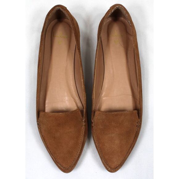 Lulus Emmy Cognac Suede Pointed Toe Loafer Flats Womens 8 BR 37 - Picture 2 of 10